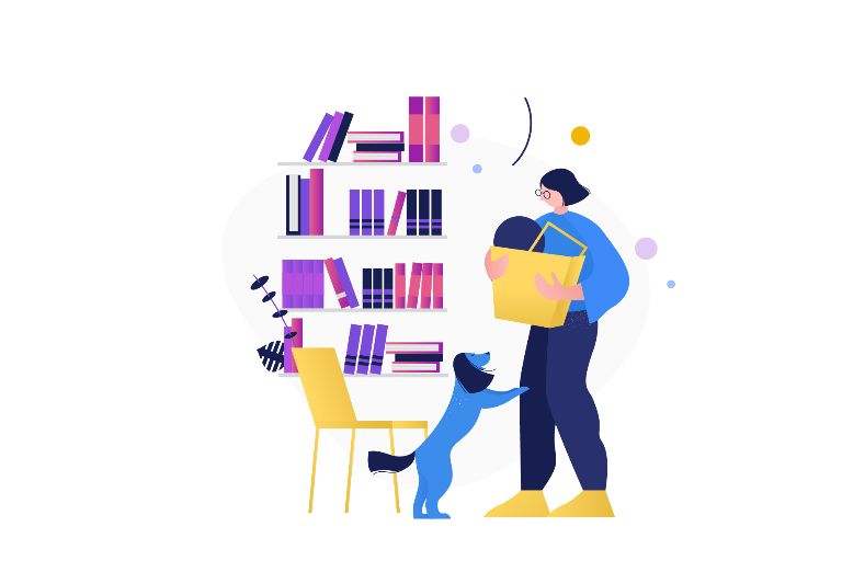 Osoba i pies w pomieszczeniu