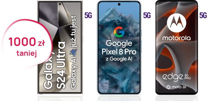 smartfony samsung galaxy s24 ultra google pixel 8 pro motorola edge 50 pro