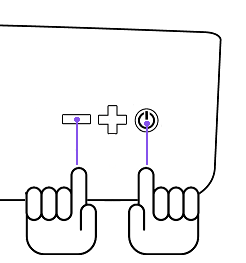 Grafika przedstawiająca wciśnięte przyciski „MINUS” i „POWER”
