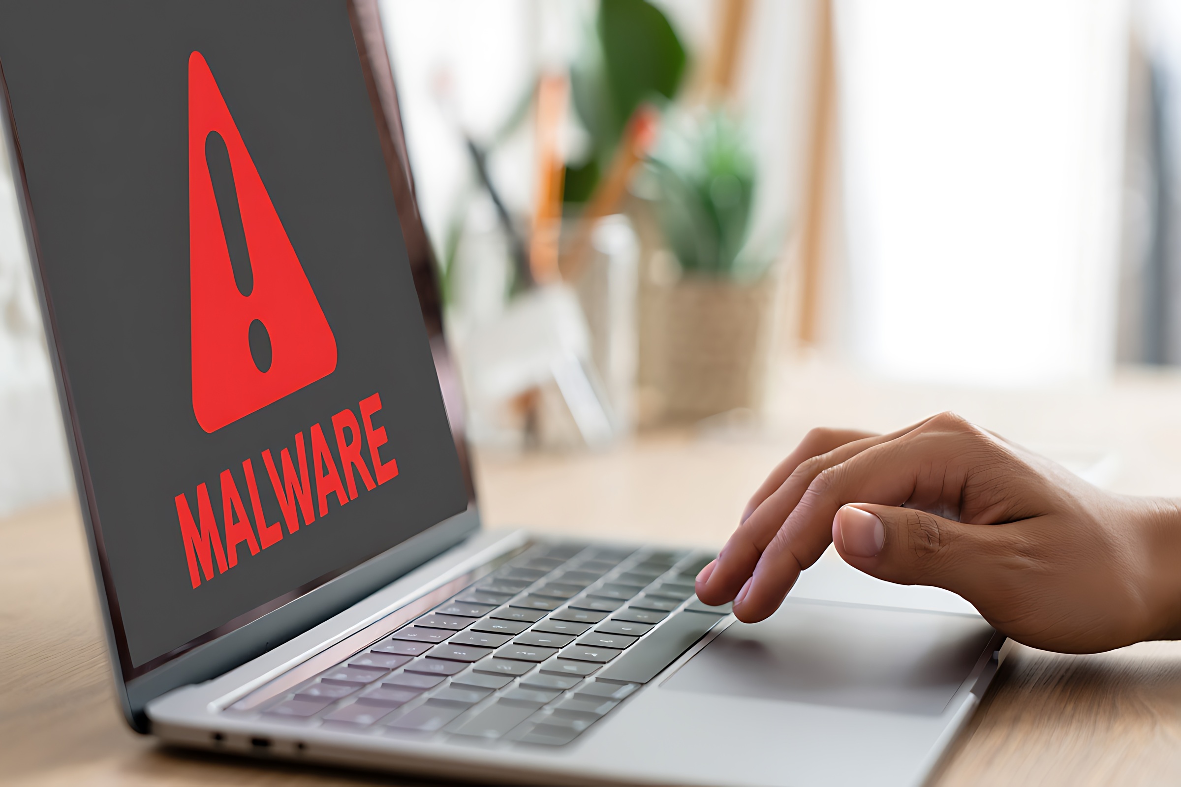 Komunikat Malware na laptopie