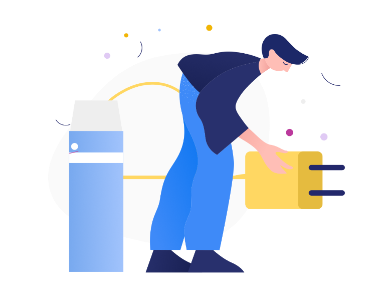 Osoba podłączająca urządzenie do zasilania