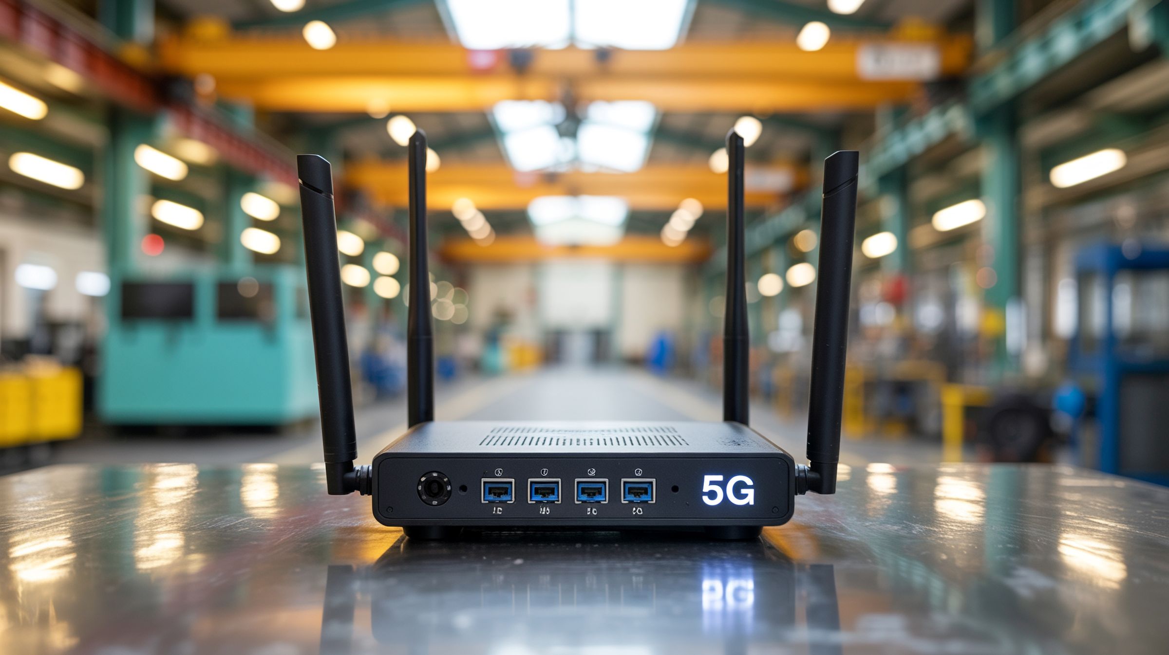 Czarny router do internetu w technologii 5G.