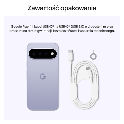 Zawartość opakowania Google Pixel 11 5G 512GB – telefon, kabel USB-C oraz kluczyk do karty SIM