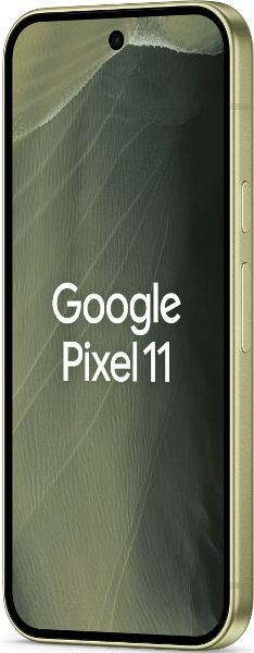 Google Pixel 11 5G  512GB pistacjowy – widok pod kątem na ekran, zaokrąglone krawędzie i przyciski