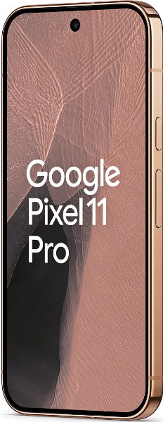 Google Pixel 11 Pro 5G Canyon – widok pod kątem na płaski ekran i zaokrąglone krawędzie