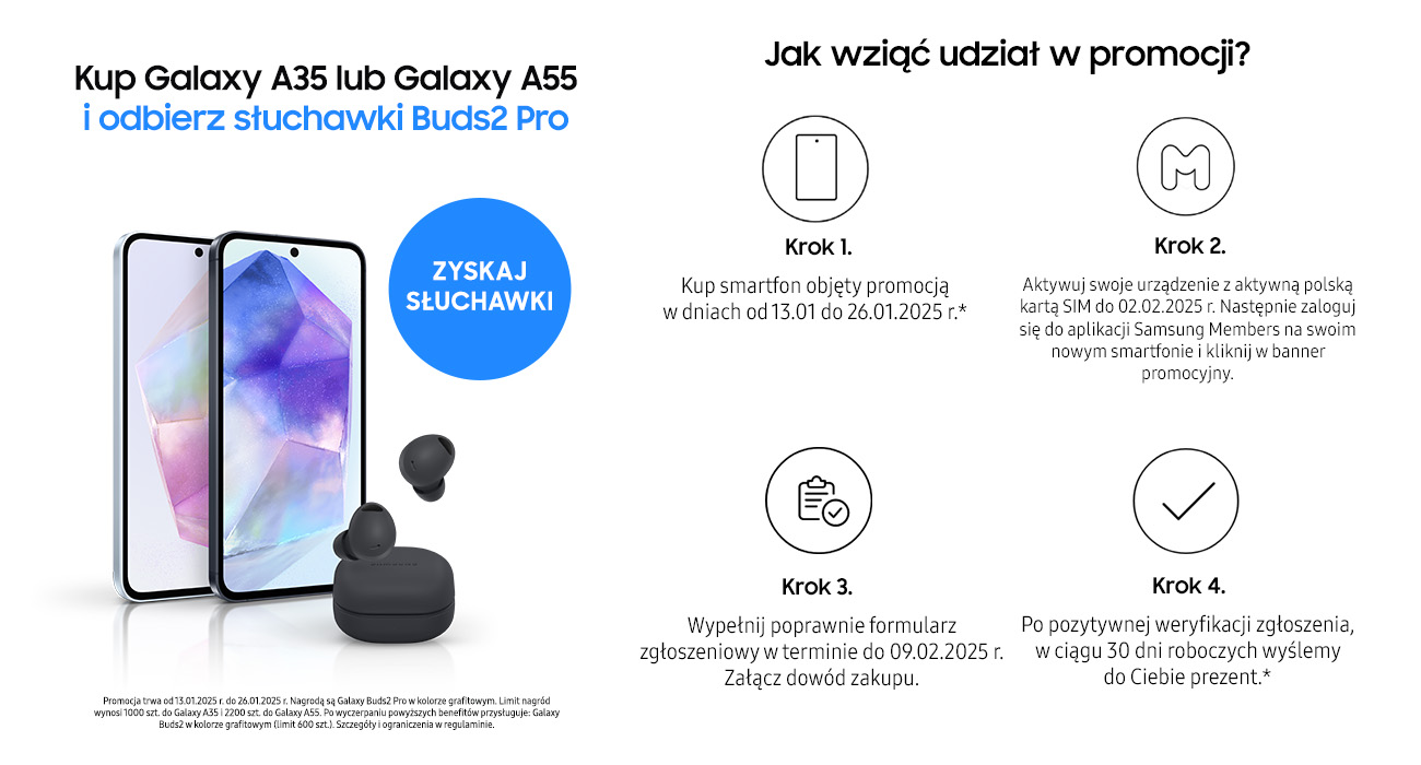 Promocja, słuchawki gratis do Samsung alaxy A55