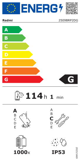 Etykietka energetyczna Xiaomi Redmi Pad 2 Pro WiFi
