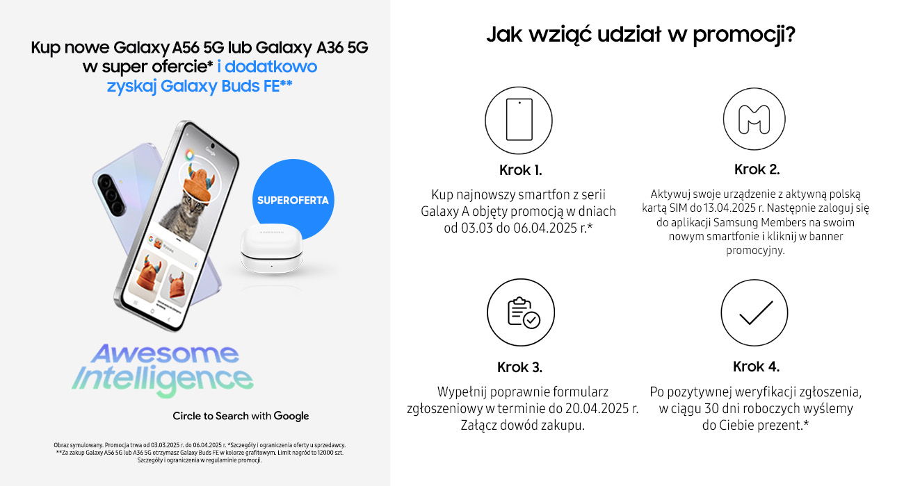 Słuchawki gratis do Samsung Galaxy A36/A56 5G