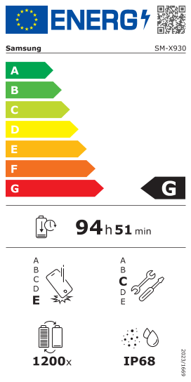 Etykietka energetyczna Galaxy Tab S11 Ultra WiFi