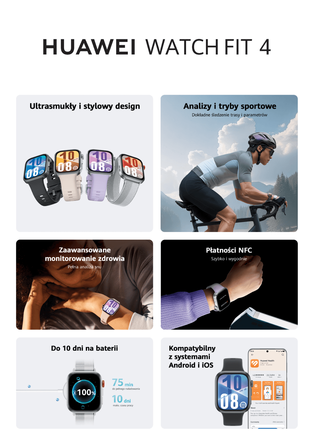 Głowne funkcje Huawei Wtach Fit 4