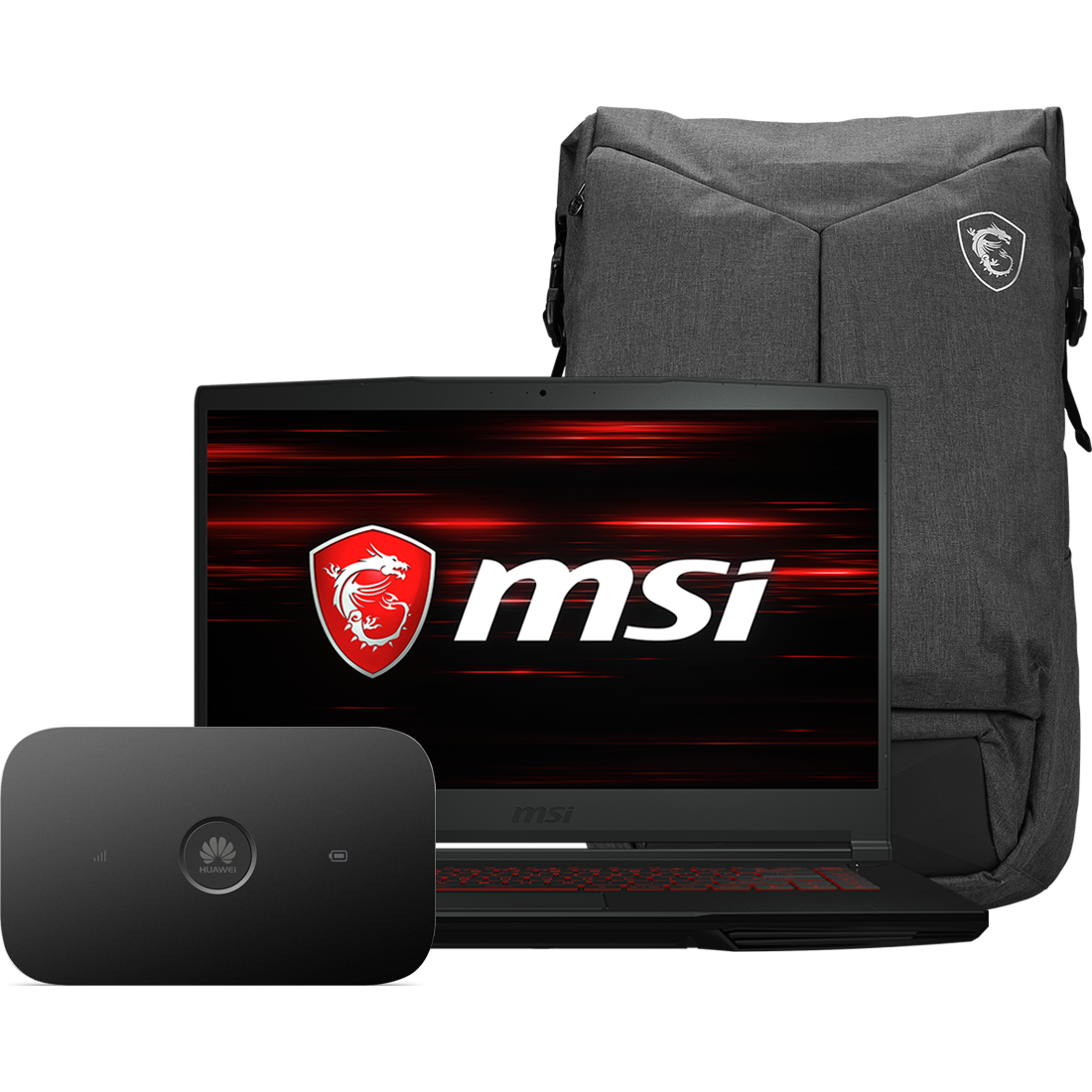 Laptop MSI GF63 + router E5573Cs + plecak UZZ Play